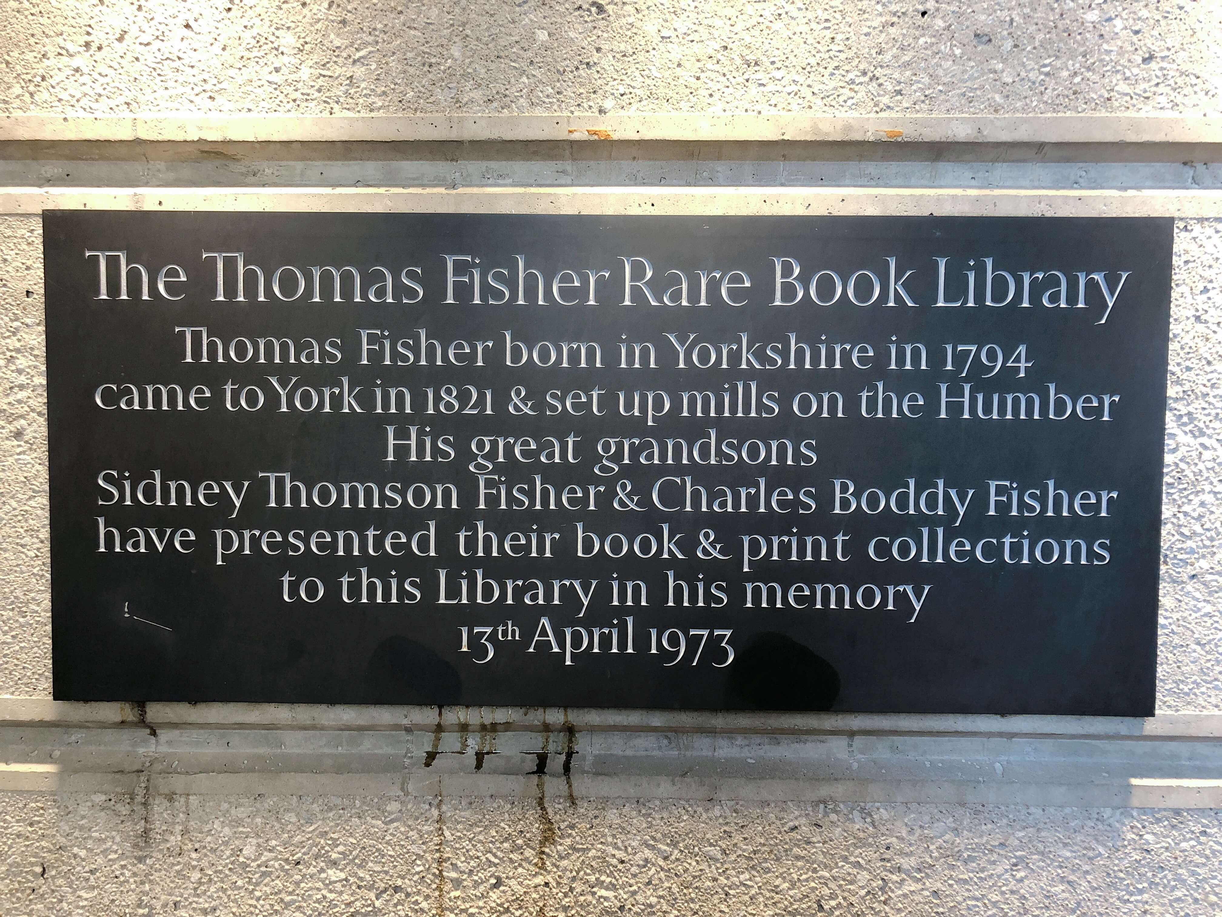 トーマスフィッシャーレアブックライブラリーの標識